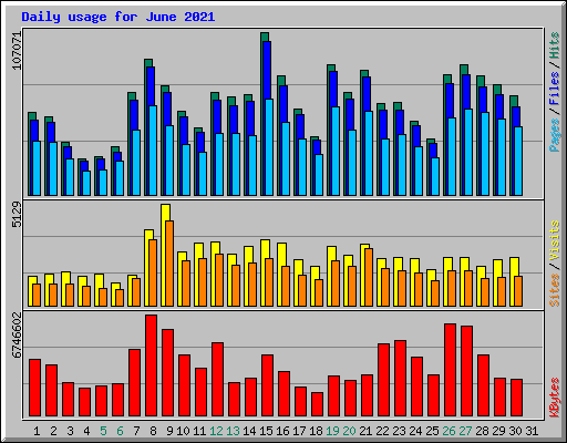 Daily usage for June 2021