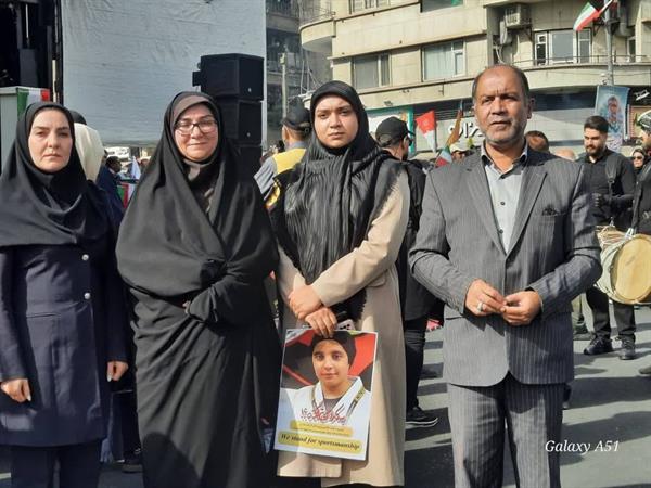 حضور سرپرست فدراسیون نجات‌غریق و غواصی در گردهمایی جامعه ورزش بانوان در گردهمایی محکومیت کشتار ورزشکاران زن و کودک و پاسداشت مدافعان میهن